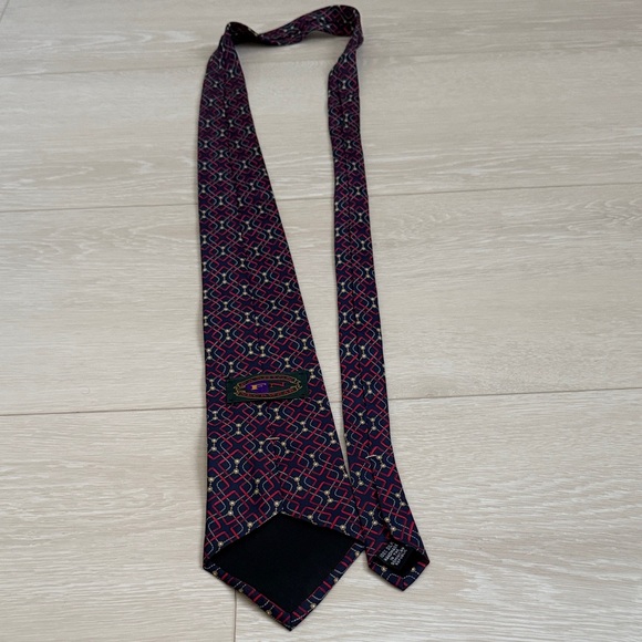 3/$10 Fashion Neckwear Dark Blue Burgundy Geometric Tie - Picture 4 of 5
